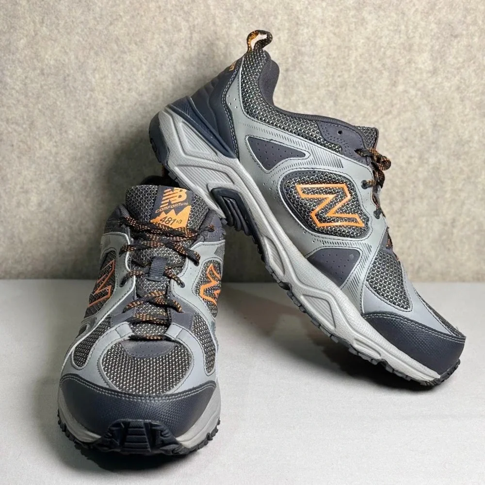 New Balance 481v3 Trail Shoes Mn 11 4E Grey Orange Mesh Running Sneaker MT481LC3
